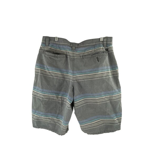 Tony Hawk Mens Striped Casual Shorts Size 30 Gray Blue Cotton Streetwear Summer - Picture 2 of 8
